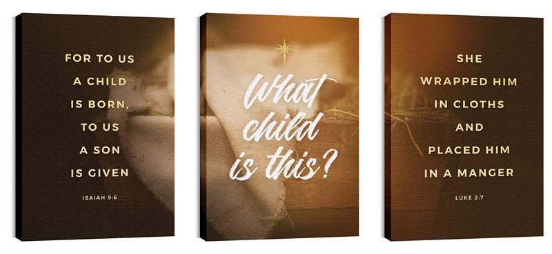 Wall Art, Christmas, What Child Is This Triptych, 24 x 36