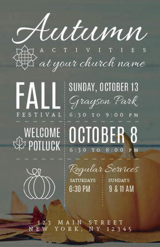 Church Postcards, Fall - General, Autumn Activities, 5.5 X 8.5
