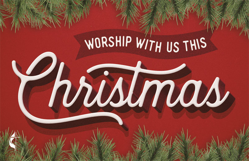 Church Postcards, Christmas, UMC Worship With Us, 5.5 X 8.5