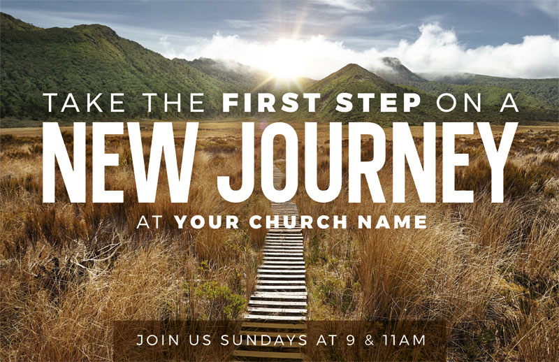 Church Postcards, Welcome, First Step New Journey, 5.5 X 8.5