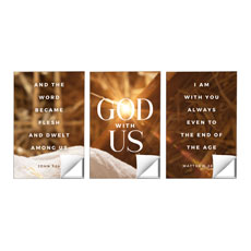 God With Us Manger Gold Triptych 