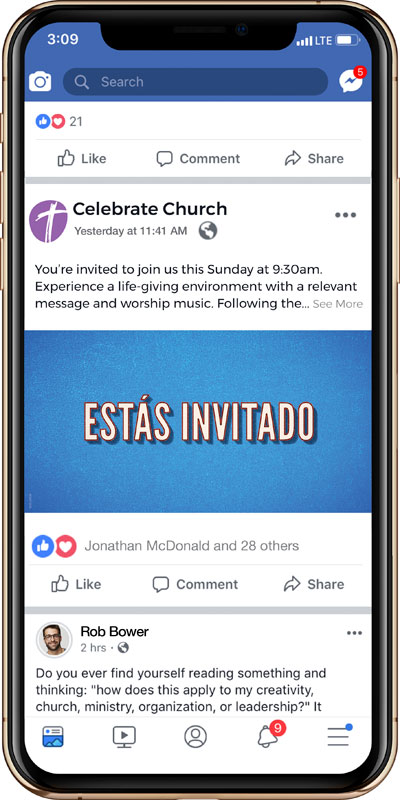 Social Ads, UMC Fall Worship Spanish You're Invited