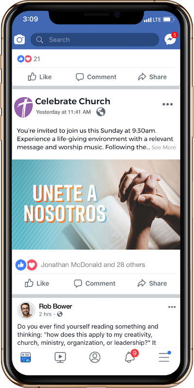 Social Ads, UMC Church Home Spanish Join Us