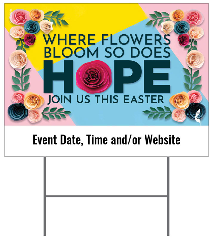 Yard Signs, Easter, UMC Bright Flower, 18 x 24