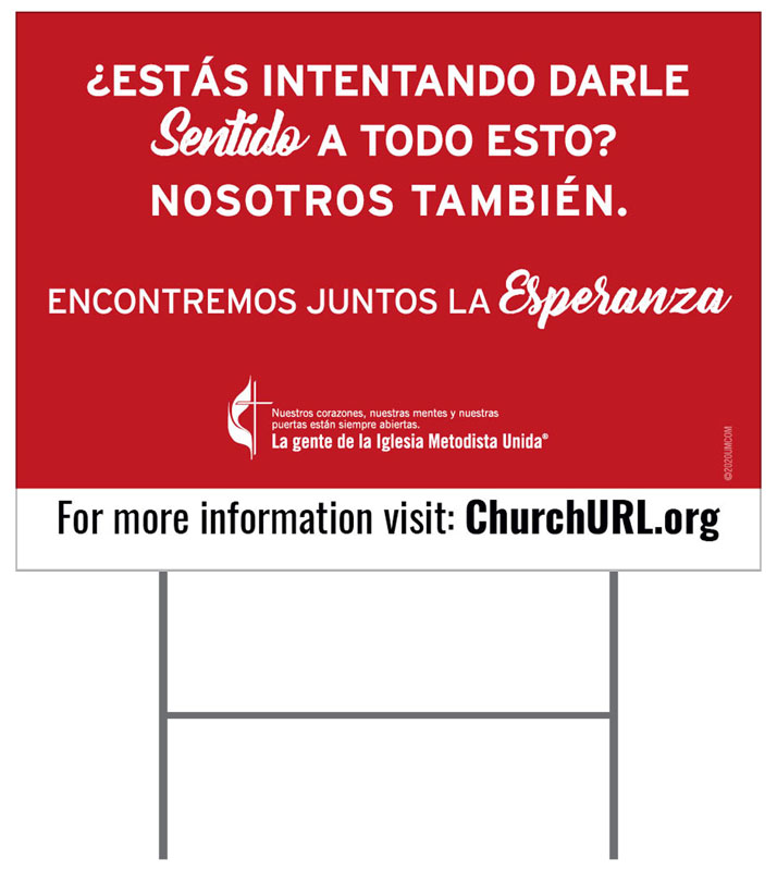 Yard Signs, UMC Let's Find Hope Together Red Spanish, 18 x 24