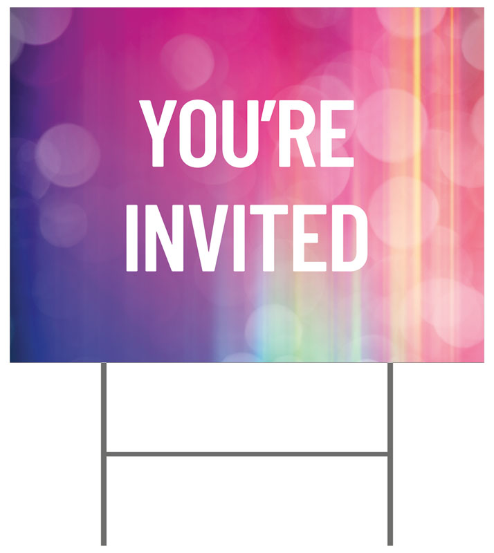 Yard Signs, Colorful Lights Products, Colorful Lights You're Invited, 18 x 24