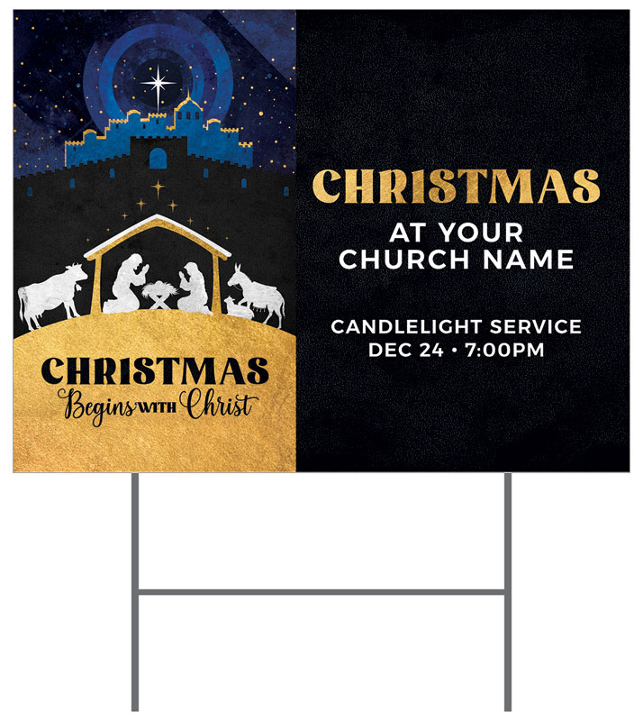 Yard Signs, Christmas, Nativity Begins with Christ, 18 x 24
