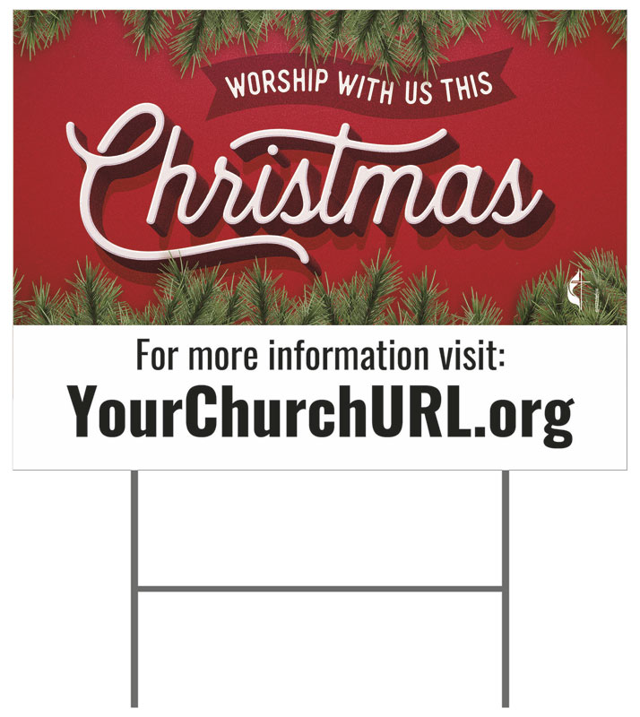 Yard Signs, Christmas, UMC Worship With Us, 18 x 24